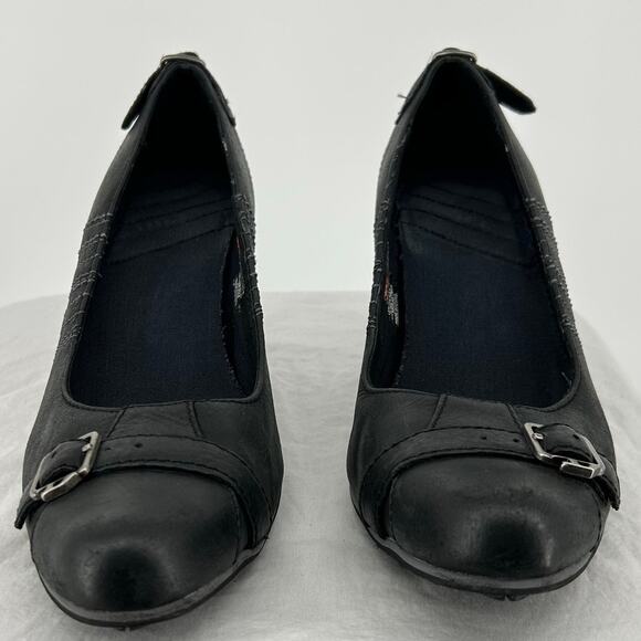 Vintage Y2K Women's Diesel Combustion Black Strap Buckle Heels Pumps sz 8 - Picture 2 of 8